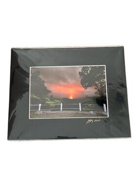 Jeffrey Ikeda Signed Kilauea Iki Volcano Photograph Matted 8x10 Hawaii Lava Art